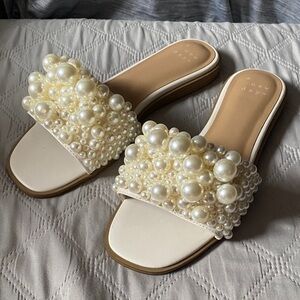 A New Day Women's Pearl Embellished Sandals - White